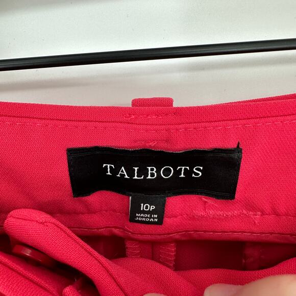 Talbots Cropped Pink Tie Belt Pockets Career Slacks Pants Womens 10 Petite - Picture 8 of 9